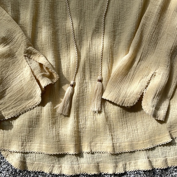 Free People On The Island Crochet Neck Blouse - Picture 4 of 4